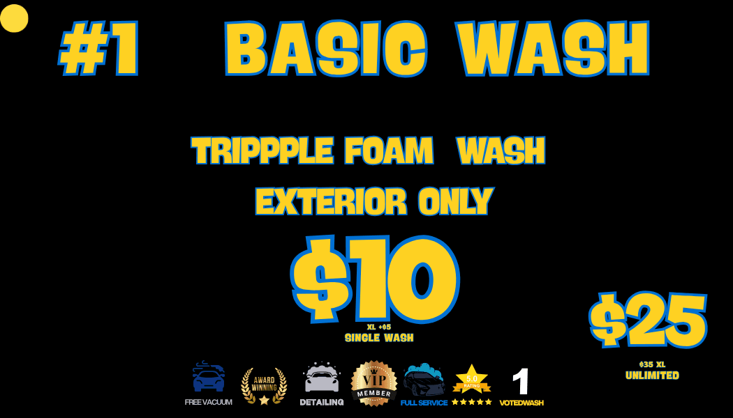 Diamond Auto Spa basic wash pricing board