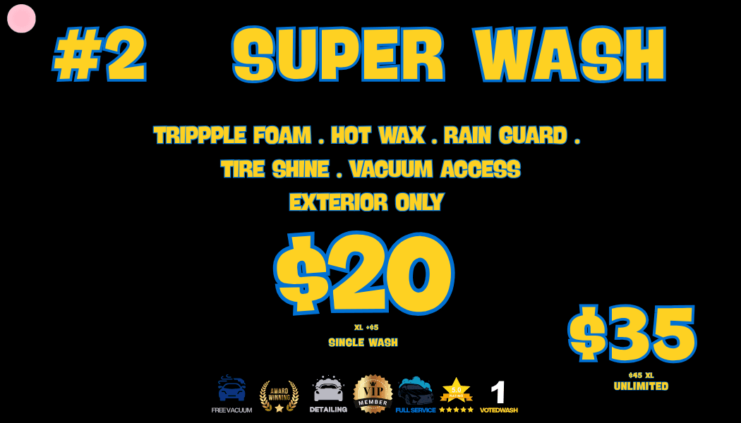 Diamond Auto Spa super wash pricing board